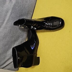 Black patent ankle boots